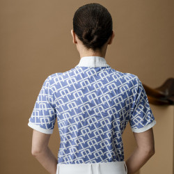 Polo de concours Horseware AA Alcina manches courtes Imprimé bleu monogram Motifs