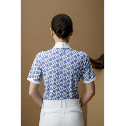 Polo de concours Horseware AA Alcina manches courtes Imprimé bleu monogram Motifs