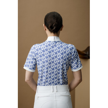 Wedstrijdpolo Horseware AA Alcina met korte mouwen Monogram blauwe print Motieven