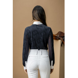 Wedstrijdpolo Horseware AA Alcina met lange mouwen Houtskool Grijs