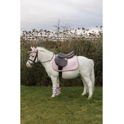 Tapis de selle Kentucky Tête de Licorne Pailleté Rose pâle