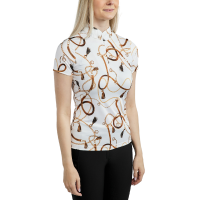 Damespolo met korte mouwen Montar Haily Bridle print Wit