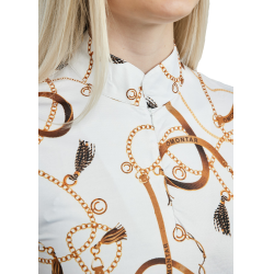 Damespolo met korte mouwen Montar Haily Bridle print Wit Damespolo met korte mouwen Montar Haily Bridle print Wit