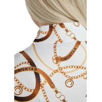 Damespolo met korte mouwen Montar Haily Bridle print Wit