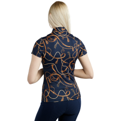 Damespolo met korte mouwen Montar Haily Bridle print Marine Marineblauw