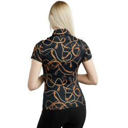 Damespolo met korte mouwen Montar Haily Bridle print Zwart