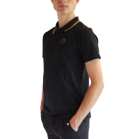 Polo met korte mouwen Montar MoDrake met contrasterende kraag en logo voor heren Zwart Polo met korte mouwen Montar MoDrake met contrasterende kraag en logo voor heren Zwart