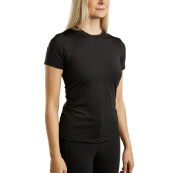 T-shirt maille manches courtes Montar MoStella logo imprimé au laser femme Noir