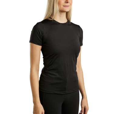 T-shirt maille manches courtes Montar MoStella logo imprimé au laser femme Noir