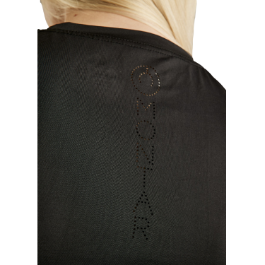 T-shirt maille manches courtes Montar MoStella logo imprimé au laser femme Noir T-shirt maille manches courtes Montar MoStella logo imprimé au laser femme Noir