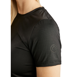T-shirt maille manches courtes Montar MoStella logo imprimé au laser femme Noir T-shirt maille manches courtes Montar MoStella logo imprimé au laser femme Noir