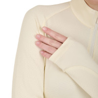 Base layer ajusté manches longues femme en tissu technique Equestro Blanc antique / marron
