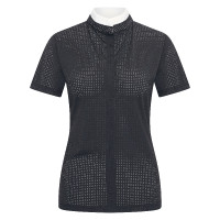 Wedstrijdpoloshirt mesh Imperial Riding Grandprix korte mouwen dames Zwart
