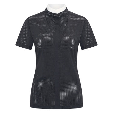 Wedstrijdpoloshirt mesh Imperial Riding Grandprix korte mouwen dames Zwart