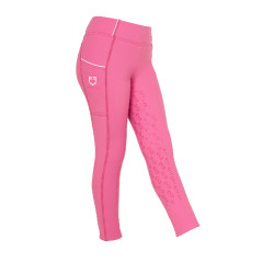 Legging fille cintré avec grip et logo Equestro Rose château