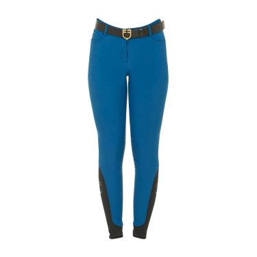 Strakke damesbroek met grip met logo Zenda Equestro Koraalblauw