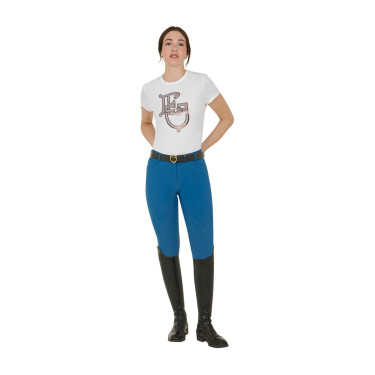 Pantalon ajusté avec grip femme avec logo Zenda Equestro Bleu corail