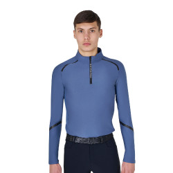 Polo d'entraînement manches longues pour homme coupe ajustée Equestro Bering sea Bleu