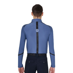 Polo d'entraînement manches longues pour homme coupe ajustée Equestro Bering sea Bleu