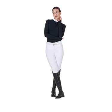 Polo wedstrijd slim fit dames met mesh inzetstukken Equestro Zwart