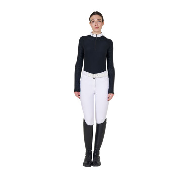 Polo dec concours slim fit femme avec inserts en mesh Equestro Noir