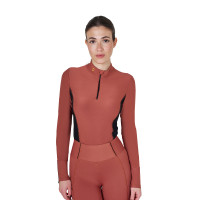 Polo Technique d'Entraînement Femme Manches Longues Equestro Rose caméo