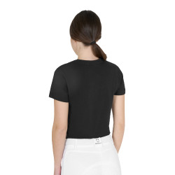 T-shirt en coton Equestro femme Horse Lover Noir T-shirt en coton Equestro femme Horse Lover Noir
