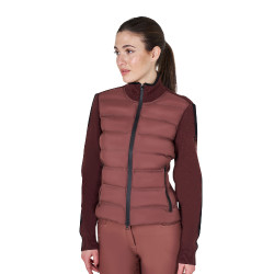 Veste Equestro femme en nylon et tricot avec fermeture éclair Marron