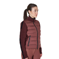 Veste Equestro femme en nylon et tricot avec fermeture éclair Marron