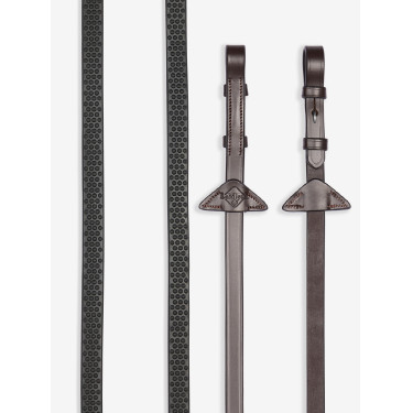 Rênes en caoutchouc souple LeMieux Havane / argent Marron