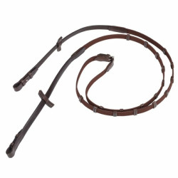 Rênes étroite Stübben avec 9 arrêtoirs et crochets Ebène argent