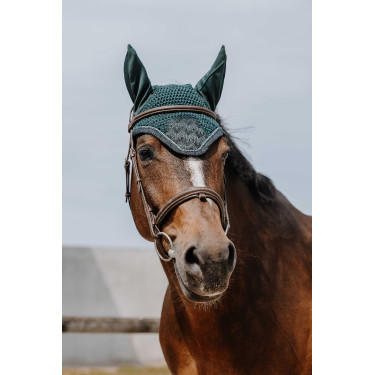 Bonnet chasse mouche Equithème Brocart Vert foncé Bonnet chasse mouche Equithème Brocart Vert foncé