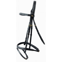 Bridon Michel Robert Tde T têtière triple muserolle combinée T de T Noir Bridon Michel Robert Tde T têtière triple muserolle combinée T de T Noir