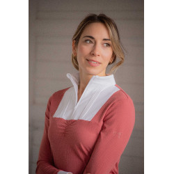 Wedstrijdpolo Pénélope Florence met lange mouwen Terracotta Oranje