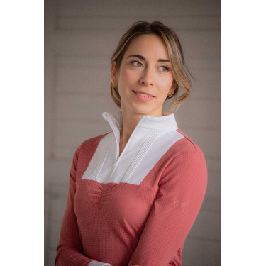 Wedstrijdpolo Pénélope Florence met lange mouwen Terracotta Oranje