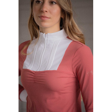 Wedstrijdpolo Pénélope Florence met lange mouwen Terracotta Oranje