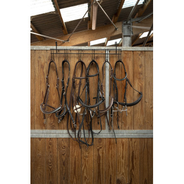 Hippotonic hoofdstelhanger 6 plaatsen, met haken Zwart Hippotonic hoofdstelhanger 6 plaatsen, met haken Zwart