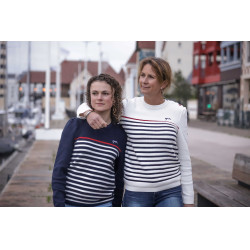 Pull Pénélope x Saint James Maelle Ecru / marine / rouge Motifs