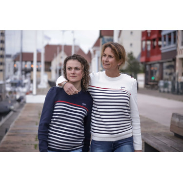 Trui Pénélope x Saint James Maelle Ecru / marine / rood Motieven