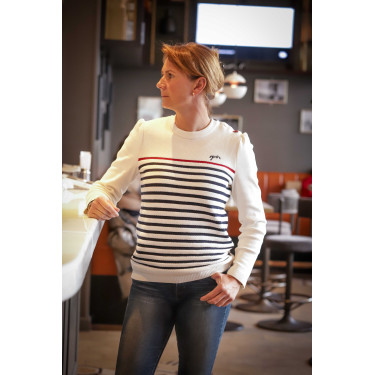 Pull Pénélope x Saint James Maelle Ecru / marine / rouge Motifs