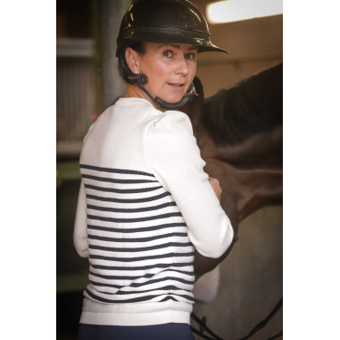 Pull Pénélope x Saint James Maelle Ecru / marine / rouge Motifs