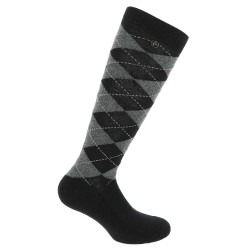 Equithème Argyle damessokken Zwart / grijs