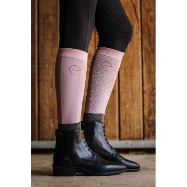 Chaussettes Equithème Compet Je t'aime Vieux rose / anthracite