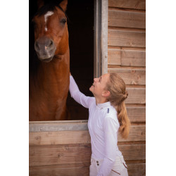 Wedstrijdpolo Pénélope Séville Mesh lange mouwen Wit Wedstrijdpolo Pénélope Séville Mesh lange mouwen Wit