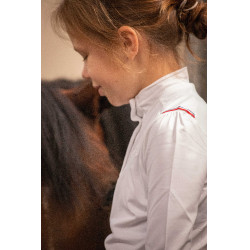 Polo de concours Eden by PL Bruges Blanc / galon bleu blanc rouge Polo de concours Eden by PL Bruges Blanc / galon bleu blanc rouge