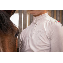 Polo de concours Eden by PL Bruges Blanc / galon bleu blanc rouge Polo de concours Eden by PL Bruges Blanc / galon bleu blanc rouge