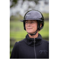 Pénélope matte helm met lange klep Glanzend zwart