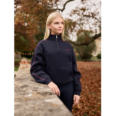 Pull LeMieux à fermeture éclair Quart Kate Young Rider Marine / cranberry Bleu marine