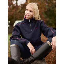 LeMieux trui met rits, Kate Young Rider kwart model Marine / cranberry Marineblauw