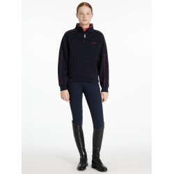 LeMieux trui met rits, Kate Young Rider kwart model Marine / cranberry Marineblauw